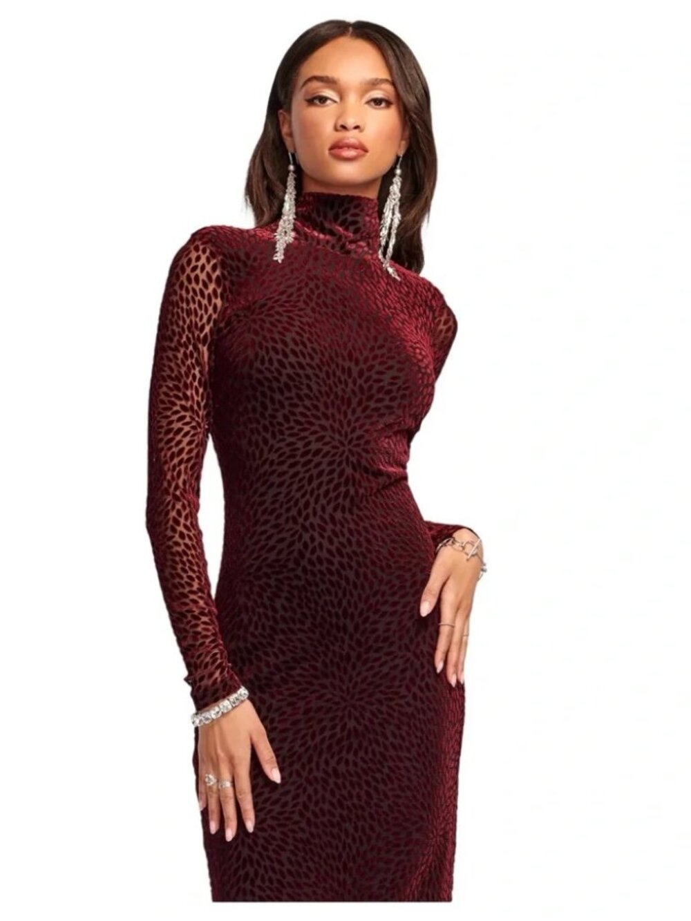 Ramy Brook Hayley Velvet Burnout Bodycon Midi Dress